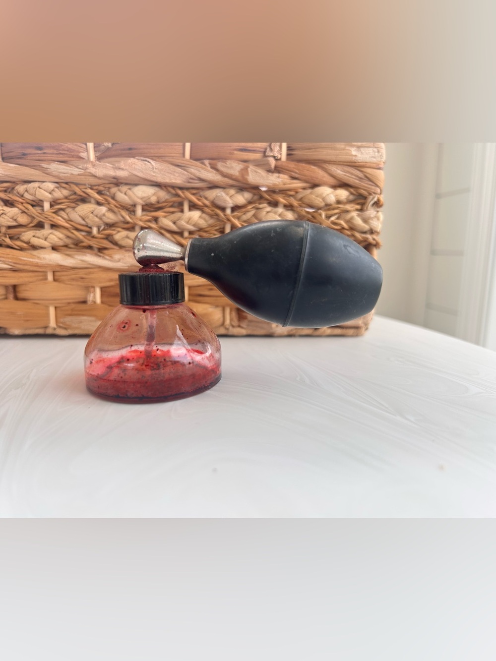Vintage Atomizer Bulb Ink Blotter with Red Ink
